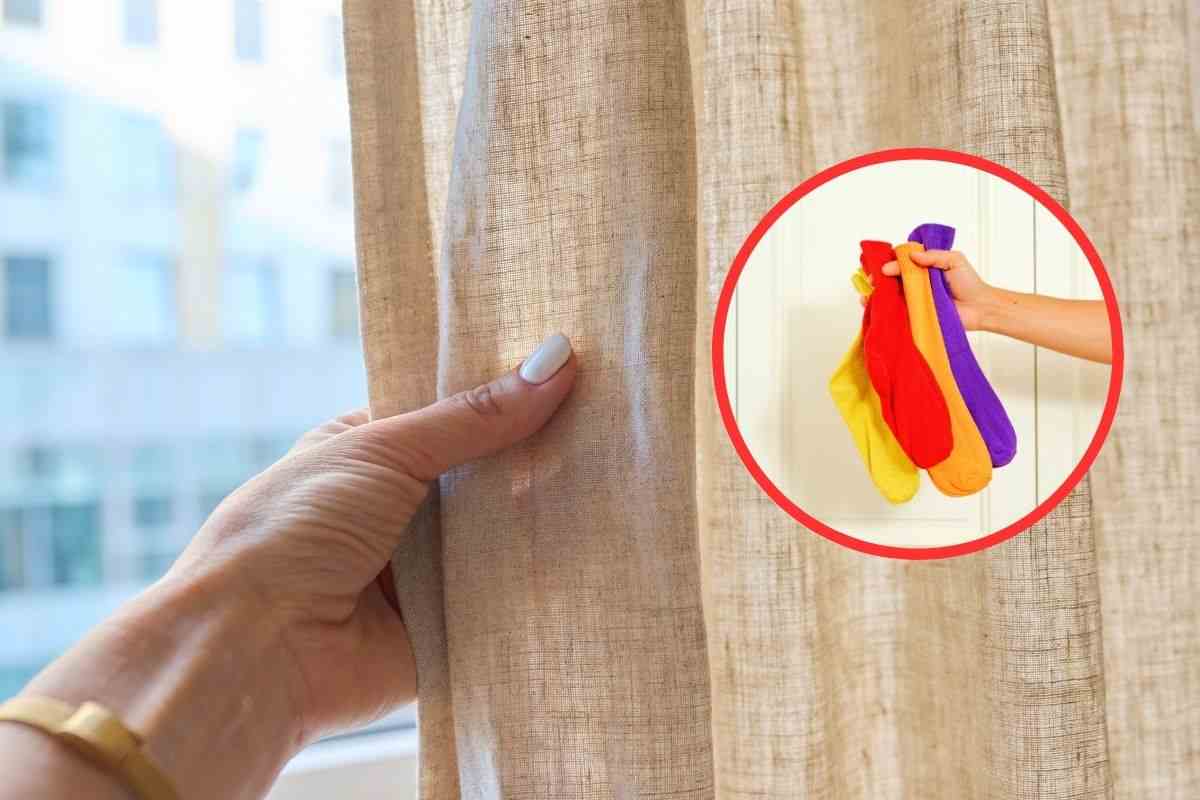 pulire le tende con un calzino