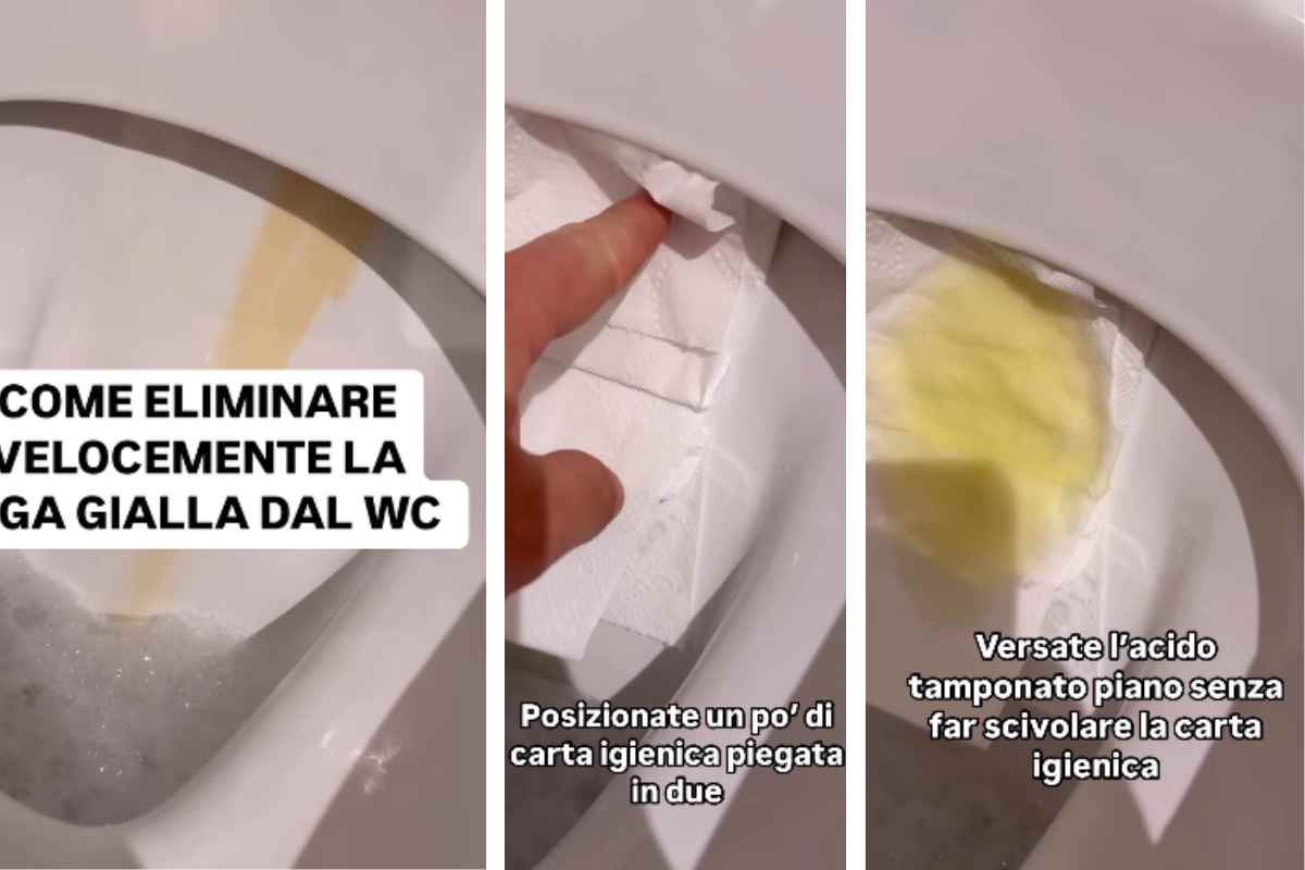 trucco per levare linea gialla wc
